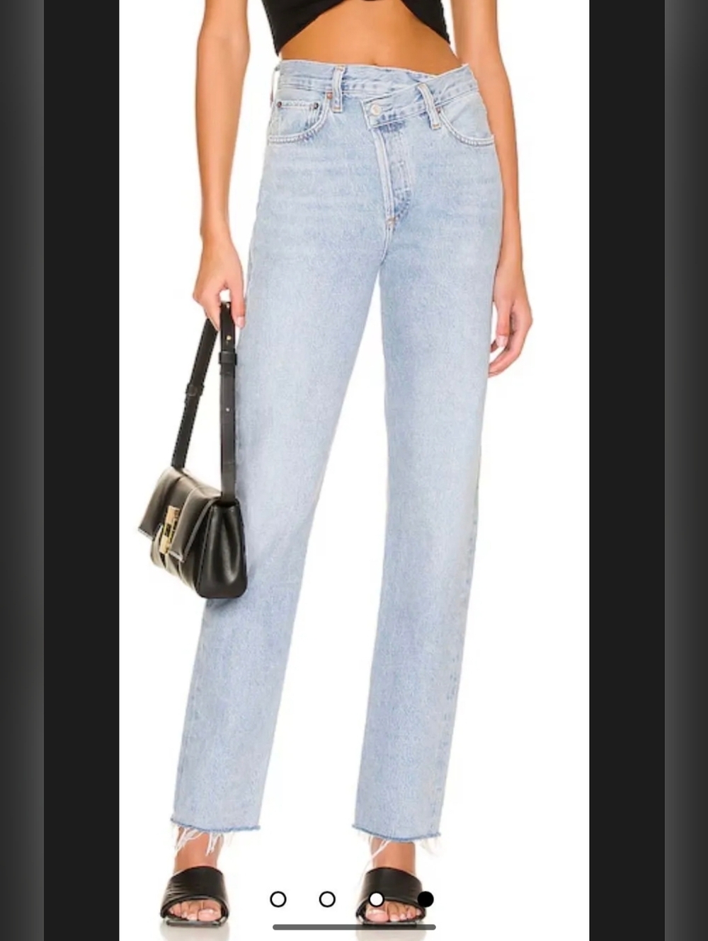 Agolde Light Blue High-Rise Straight Jeans Criss Cross